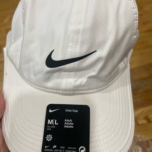 Nike White Baseball Cap with Black Swoosh